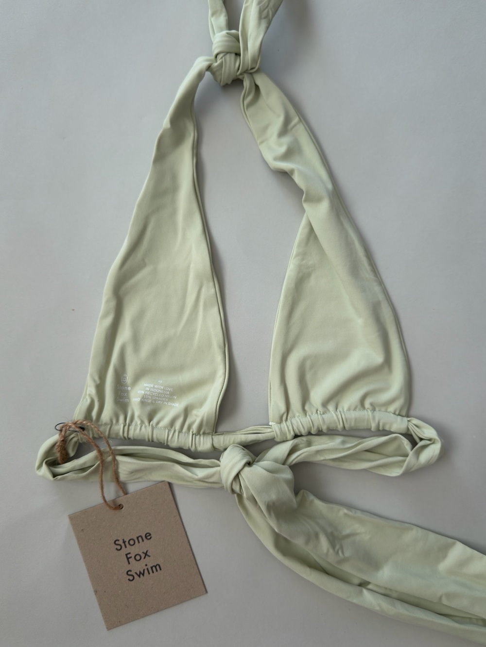 STONE FOX SWIM Rico Halter Bikini Top in Aloe Wash - Picture 3 of 5